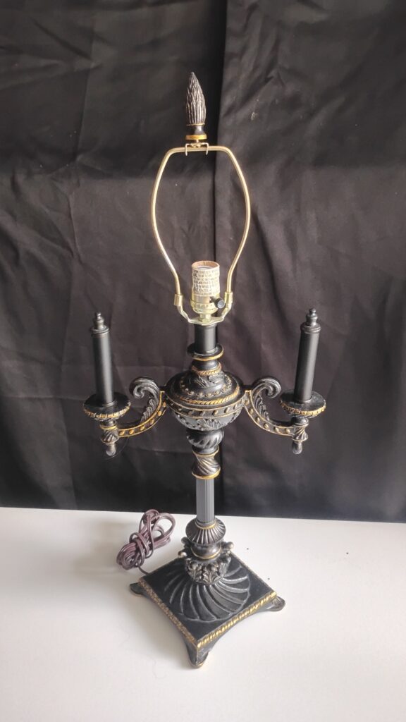 Vintage bronze finished candelabra lamp